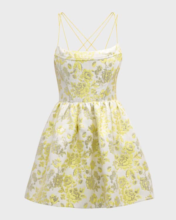 Kaylee Strapless Floral Applique Denim Mini Dress