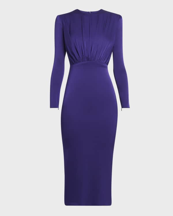Alex Perry Crystal Trimmed Satin Midi Dress | Neiman Marcus