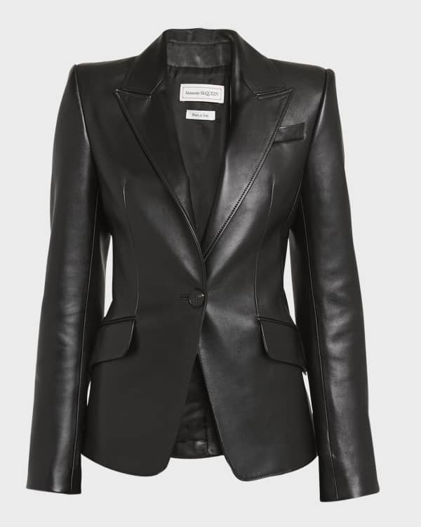 Bottega Veneta Double Breasted Polished Leather Blazer Jacket Neiman Marcus