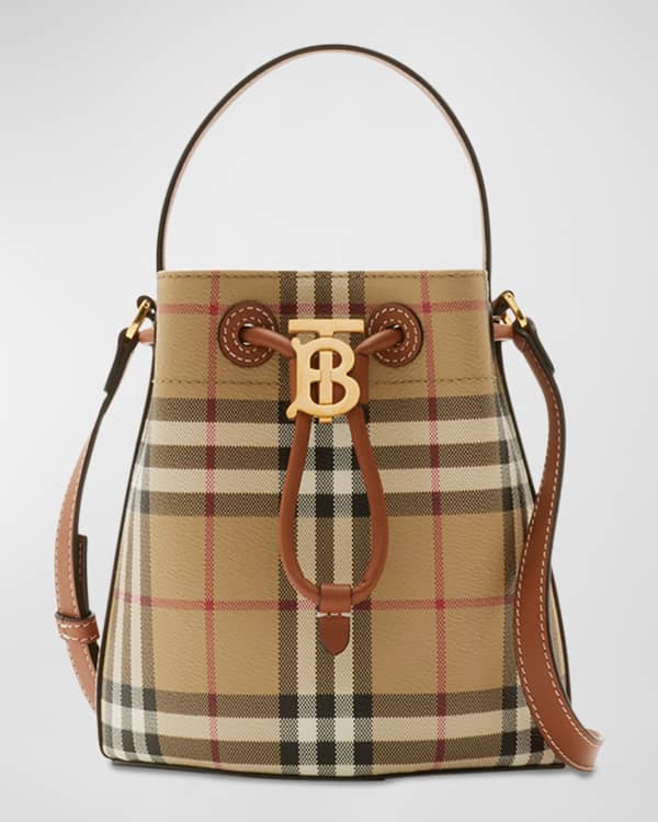 Burberry Small Check Leather Bucket Bag Neiman Marcus