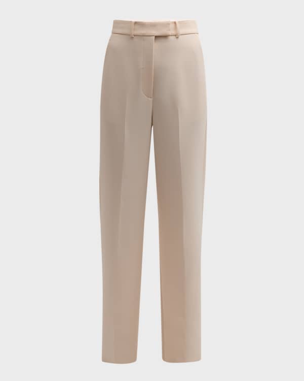 St. John High-Rise Slim-Leg Ankle Zip-Hem Metallic Twill Pants 