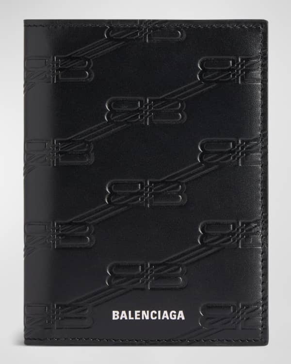 Balenciaga Men s BB Monogram Embossed Leather Billfold Wallet Neiman Marcus