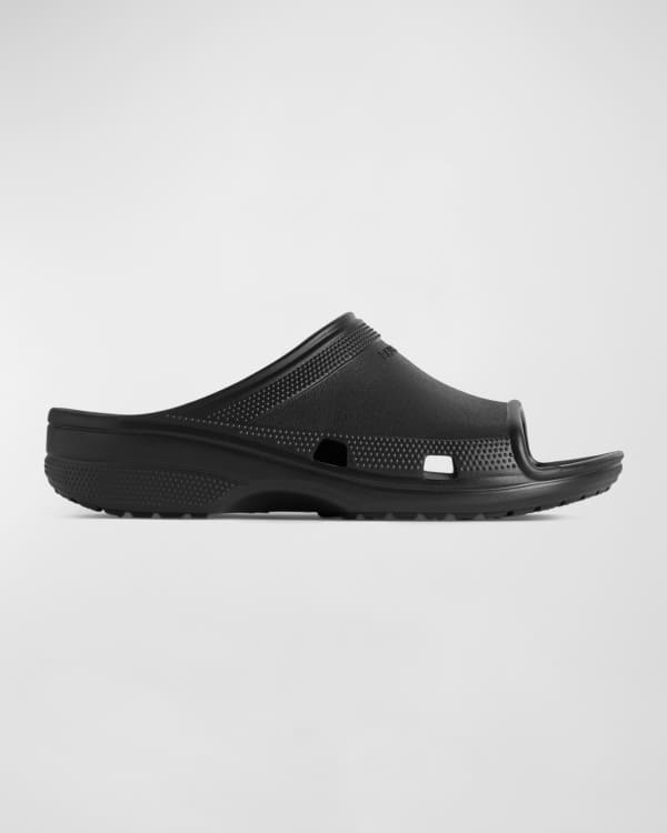 Balenciaga Men s Furry Logo Slide Sandals Neiman Marcus