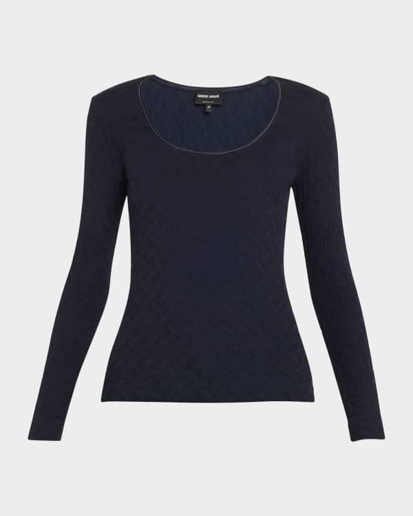 Etro Paisley Foliage-Print Jersey Long-Sleeve Top | Neiman