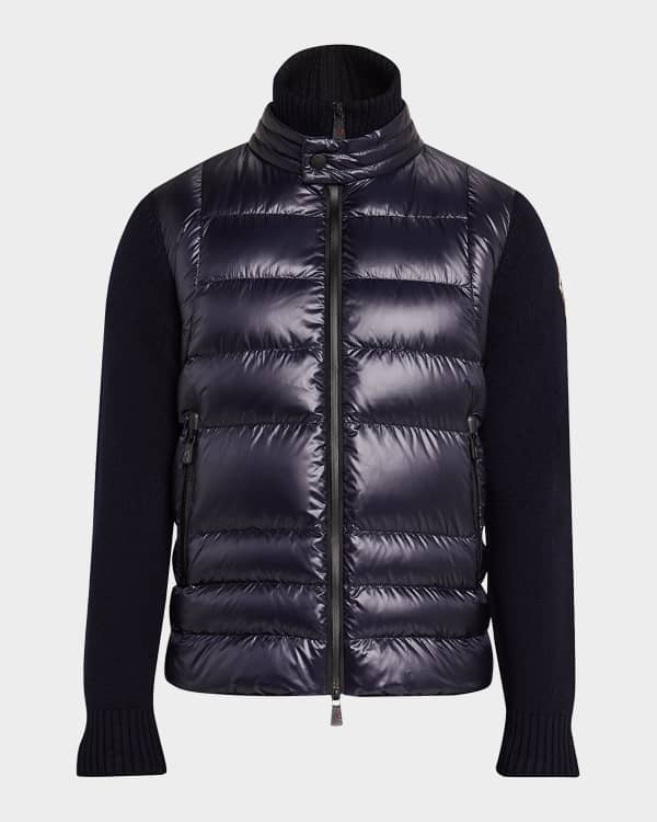 Karl Lagerfeld Paris Men's Smoke-Print Faux Fur Lined Puffer