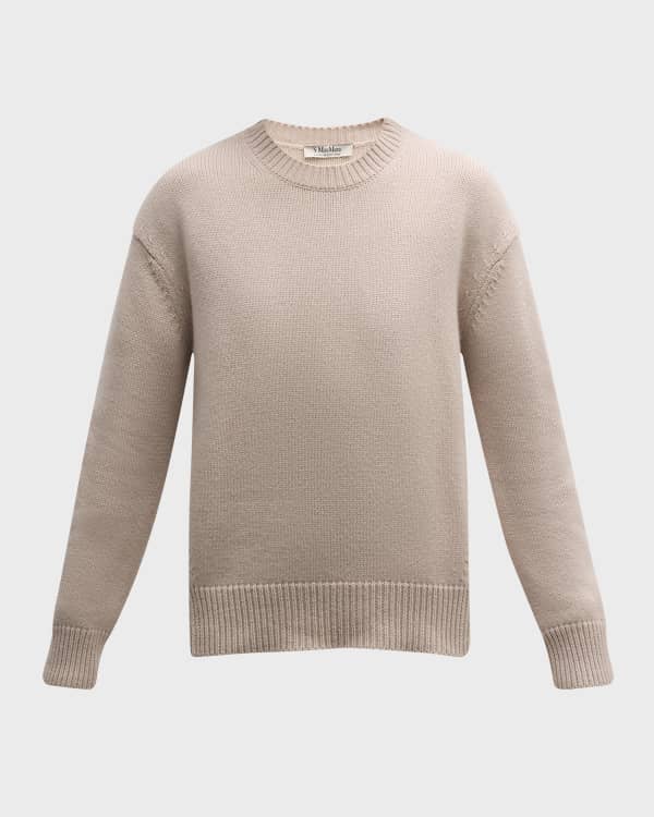 Max Mara Abisso Elbow Patch Crewneck Knit Sweater Neiman Marcus