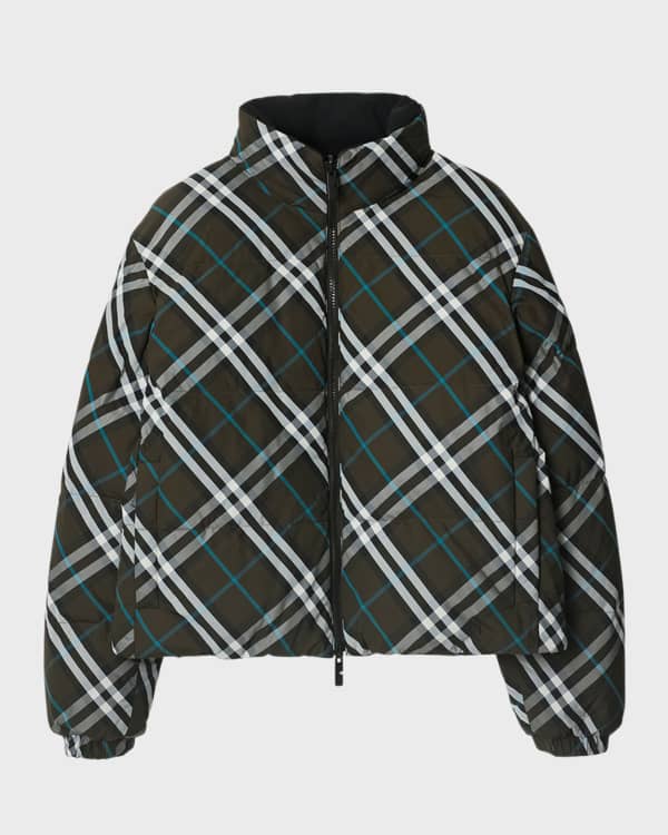 Cropped Reversible Check Jacket in Lichen - Women | Burberry® Official