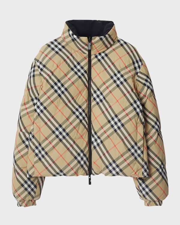 Cropped Reversible Check Jacket in Lichen - Women | Burberry® Official