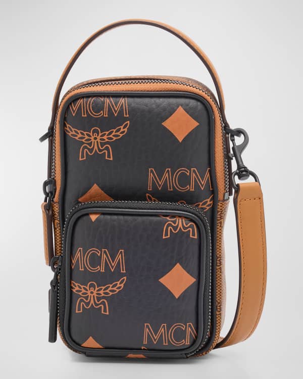 MCM Men s Aren Visetos Embossed Leather Medium Crossbody Bag Neiman Marcus