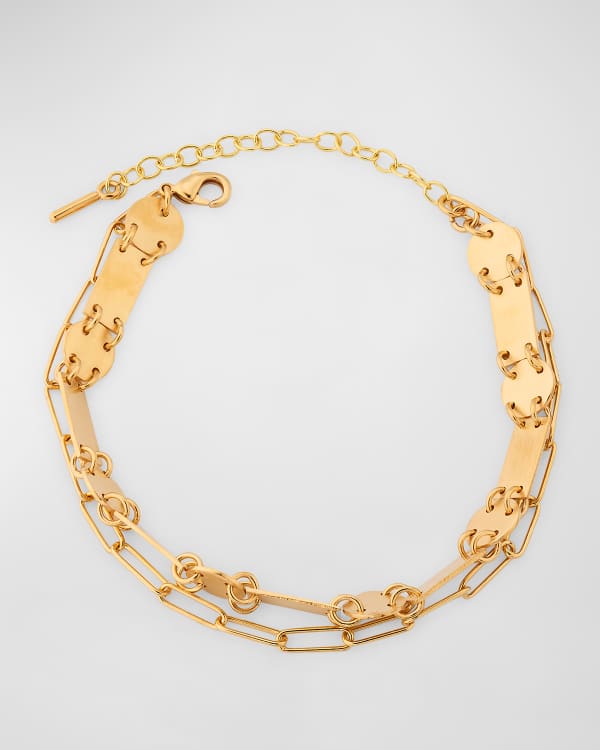 Tory Burch Roxanne Chain Striped Delicate Bracelet, Black