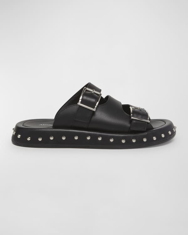 Fendi Leather FF Slide Sandals Neiman Marcus