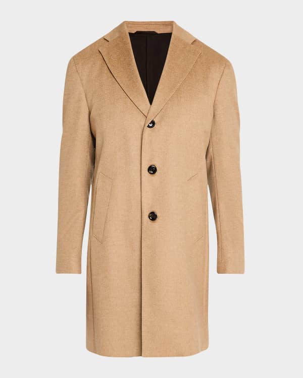 Neiman Marcus Men s Solid Camel Hair Topcoat Neiman Marcus