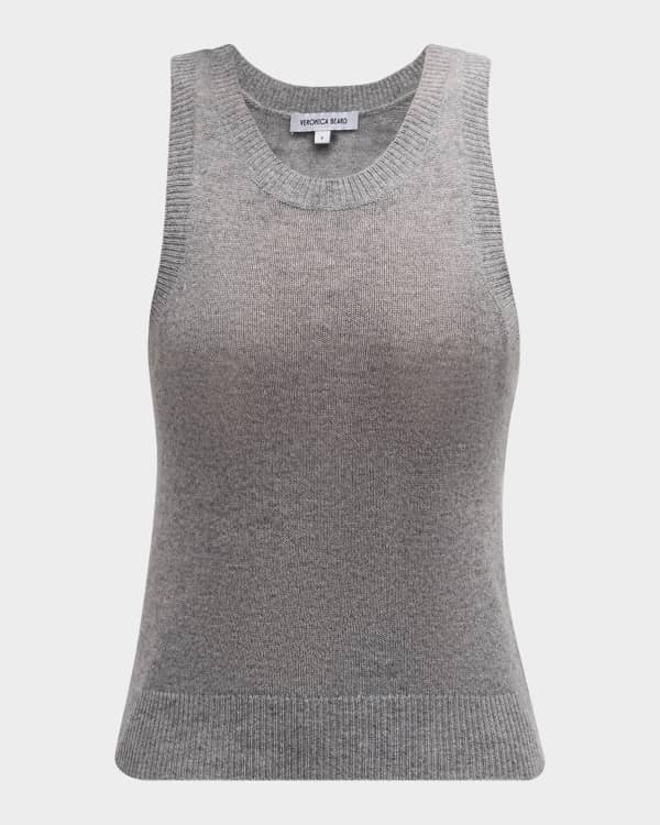 Cotton Cropped Sleeveless Polo Sweater