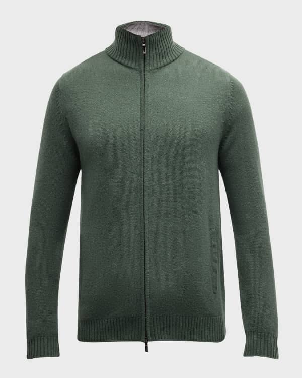Neiman Marcus Men's Recycled Cashmere Full-Zip Sweater