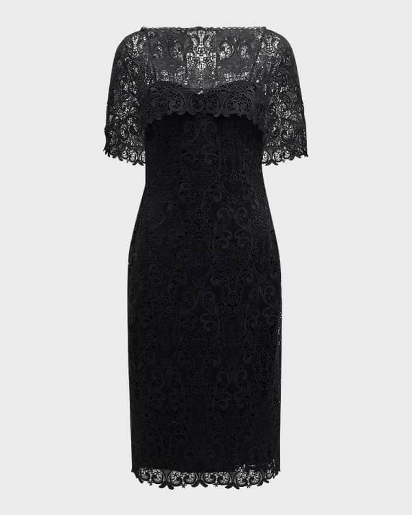 Badgley Mischka Collection Sleeveless Belted Halter Lace Midi Dress Neiman Marcus