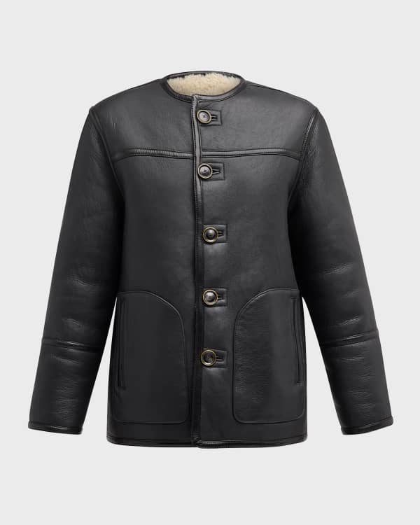 Men's barn jacket with leather collar shop