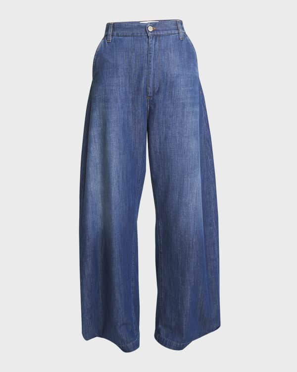 Maison Margiela Slash-Sides Wide-Leg Denim Pants | Neiman Marcus