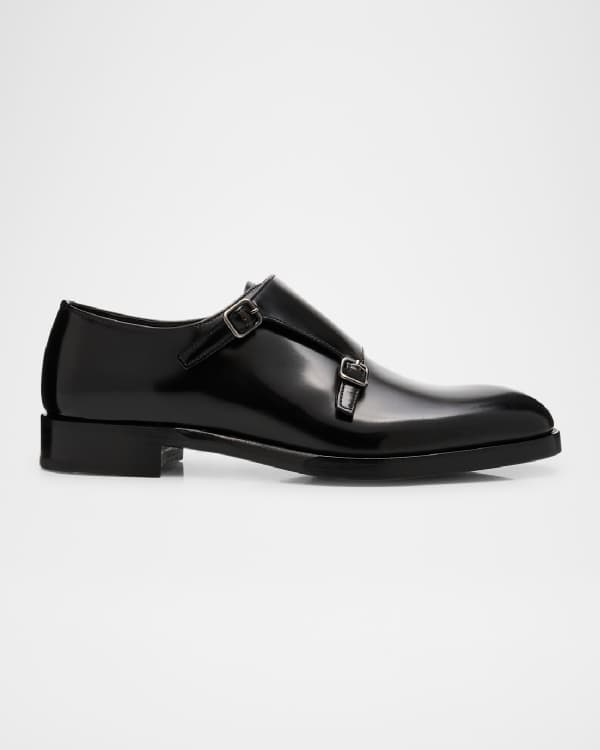 Versace spazzolato leather monk strap loafer discount