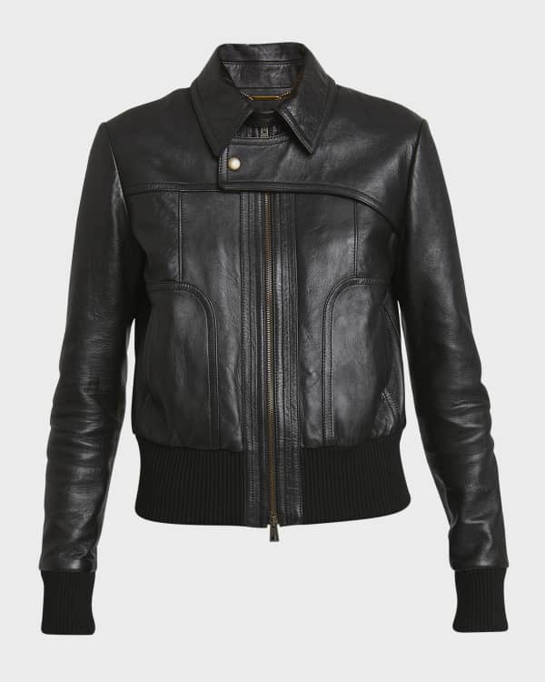 Cole Haan Quilted Collarless Leather Moto Jacket Neiman Marcus