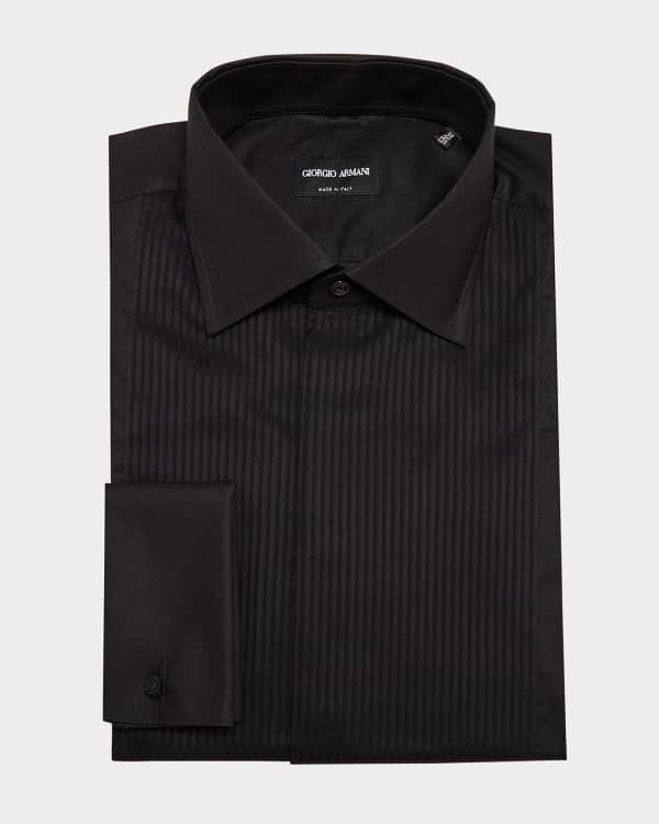 トップス GIORGIO ARMANI L/S shirt Giorgio Armani Men's Silk Dress Shirt with Stand Collar