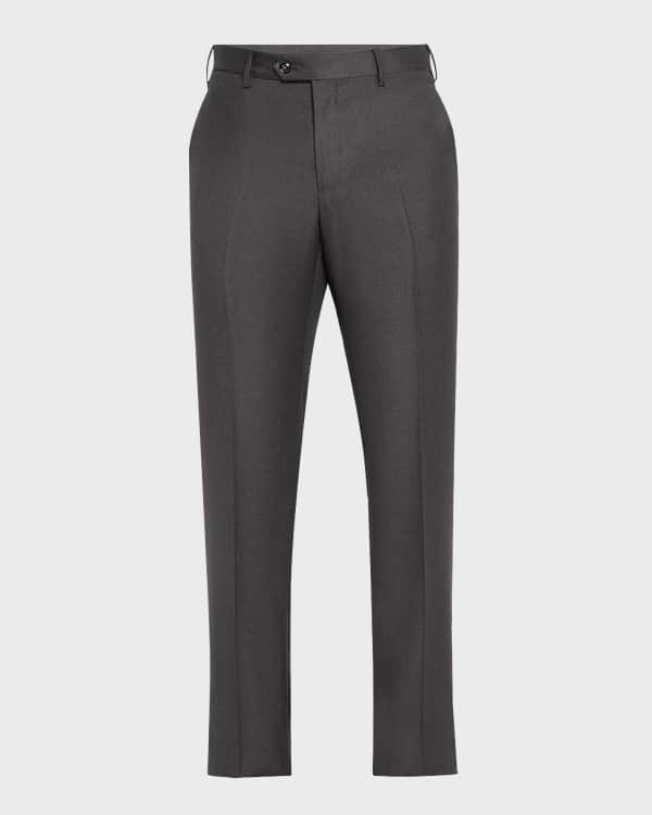 Giorgio Armani Men's Flat-Front Wool-Blend Trousers | Neiman Marcus