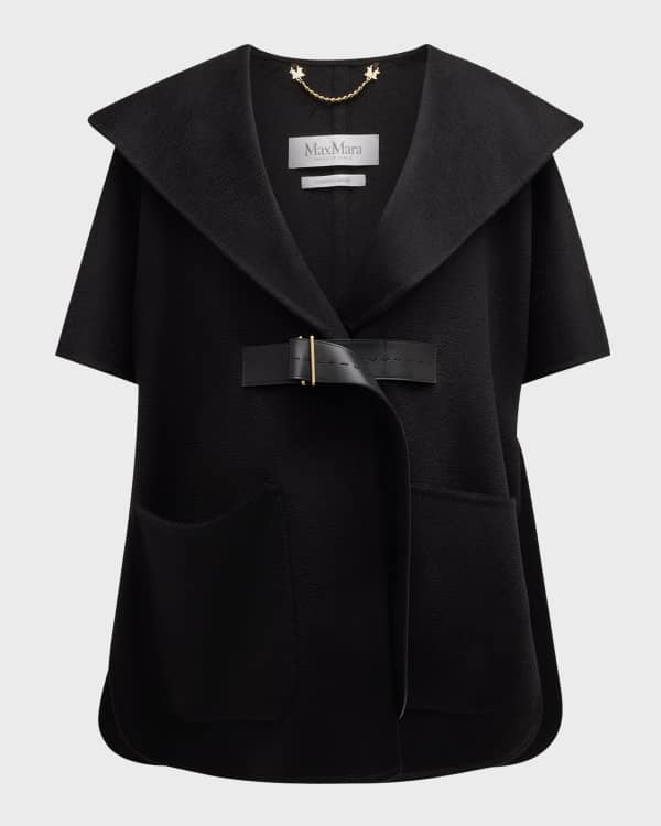 Max Mara Hilde Two-Tone Logo Wool Poncho | Neiman Marcus Max Mara Hilde Two-Tone Logo Wool Poncho | Neiman Marcus