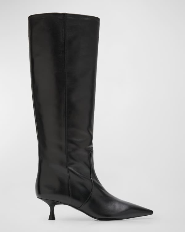 Stuart Weitzman Flareblock Suede Block Heel Knee Boots Neiman Marcus