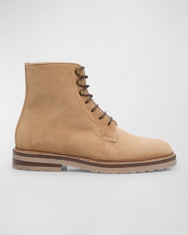 Brunello Cucinelli Men s Deerskin Leather Lace Up Boots Neiman Marcus
