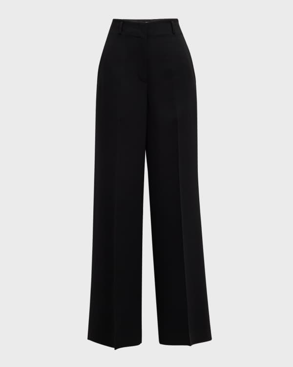 SS25【TOTEME】Tailored High-waisted Wide-leg Pants Black Straight tailored trousers black – TOTEME