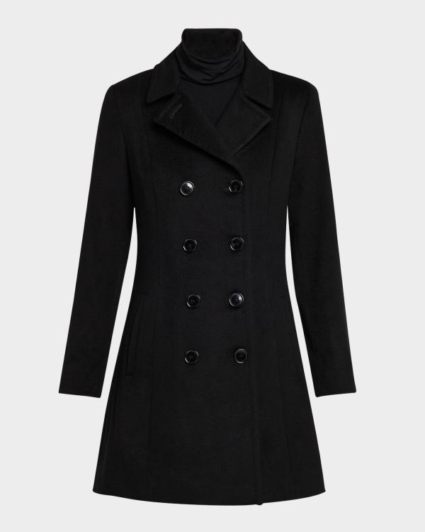 Fleurette Margaux Mid-Length Wool Coat with Leather Trim | Neiman