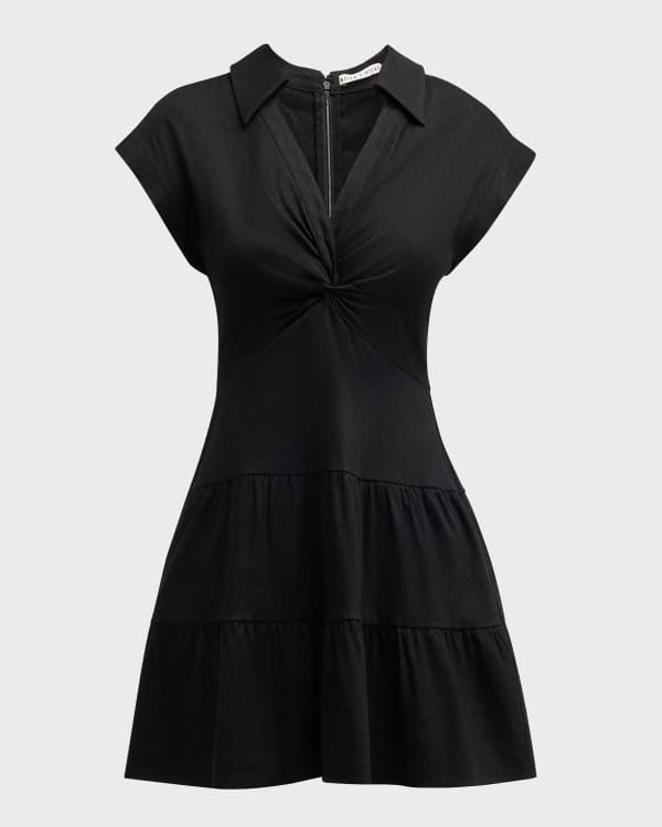 Alice Olivia Palmira Short Sleeve Tie Back Tiered Ruffle Dress Neiman Marcus