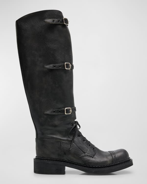 【冬バーゲン★】 Miu Miu Calfskin Marcus Neiman | Boots Moto Tall Buckle Multi 靴