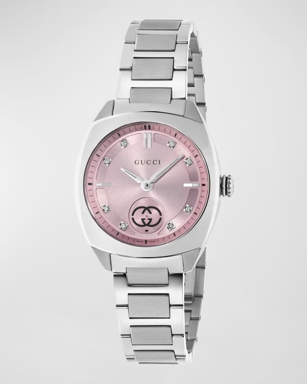 稀少 GUCCI(グッチ) G-Frame Pink Dial Diamonds Ladies Watch Gucci G-Frame Rectangular Stainless Steel Pink Dial Ladies