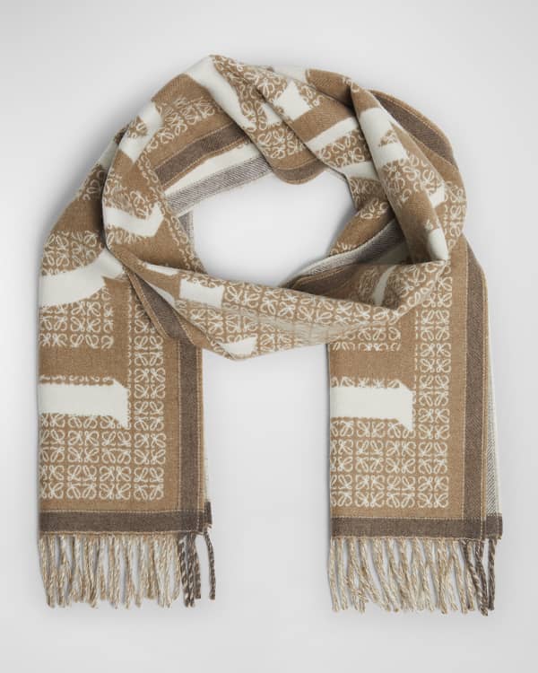 【LOEWE】プリント wool, silk and cashmere-blend スカーフ LOEWE Fringed printed wool, silk and cashmere-blend scarf