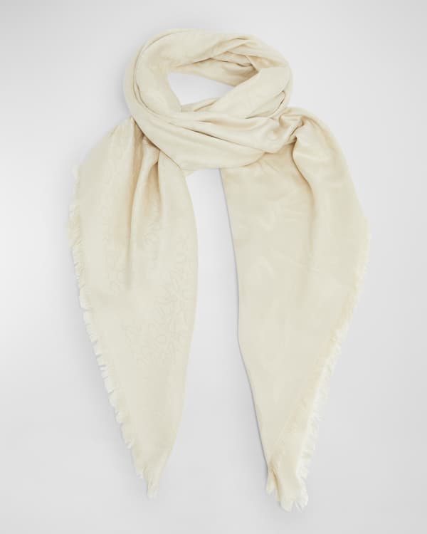 Loewe Anagram Patterned Cashmere & Silk Shawl | Neiman Marcus