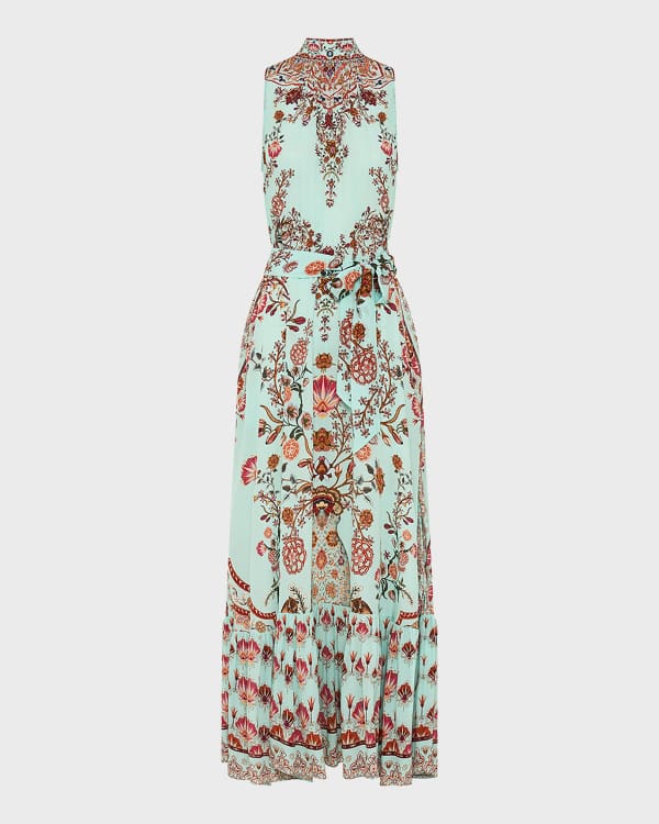 Florisse Asymmetric Neckline Maxi Dress Olive