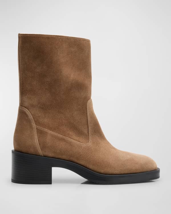 Aquatalia Irene Suede Stitched Booties Neiman Marcus