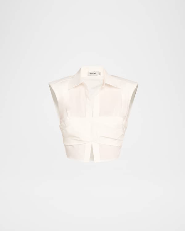 Tory Burch Asymmetric Poplin Wrap Shirt | Neiman Marcus