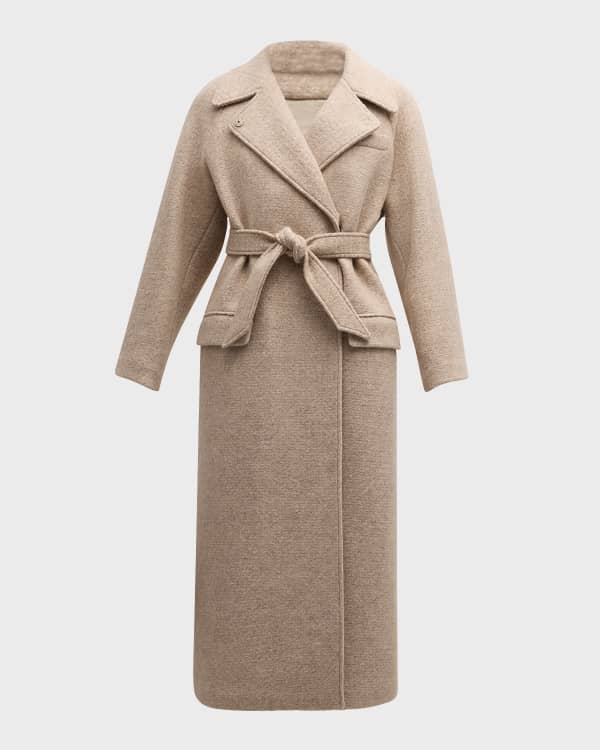 Eileen Fisher Petite Stand-Collar Curly Alpaca Wool Coat