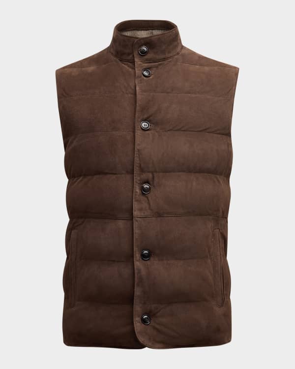 Polo Ralph Lauren Men s Quilted Suede Full Zip Vest Neiman Marcus