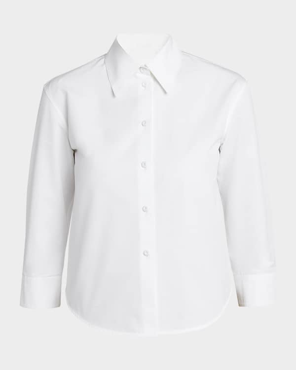 Khaite Bam Balloon-Sleeve Oversized Button-Down Top | Neiman