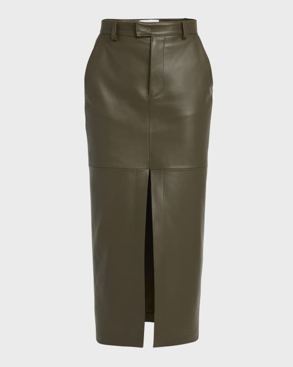 Joie Tolain Belted Button Down Leather Mini Skirt Neiman Marcus