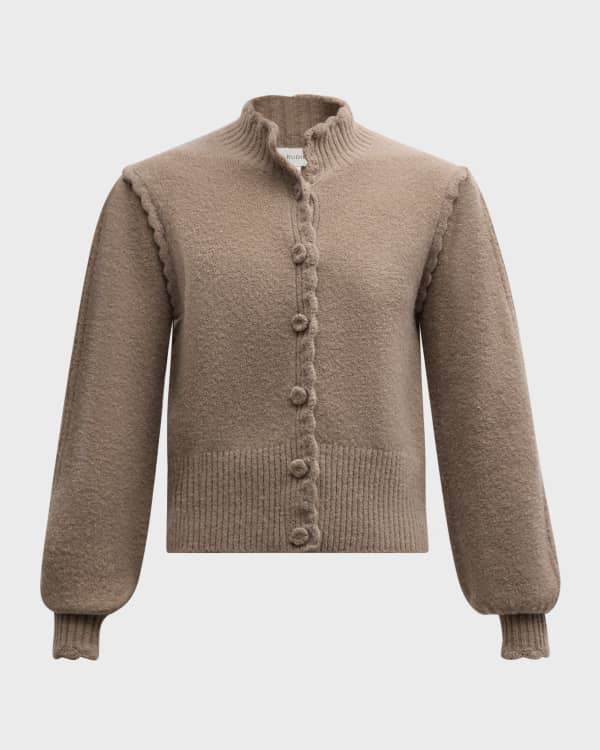 OPEN-KNIT BUTTON-DOWN CARDIGAN WITH SCALLOPED EDGE main image 0