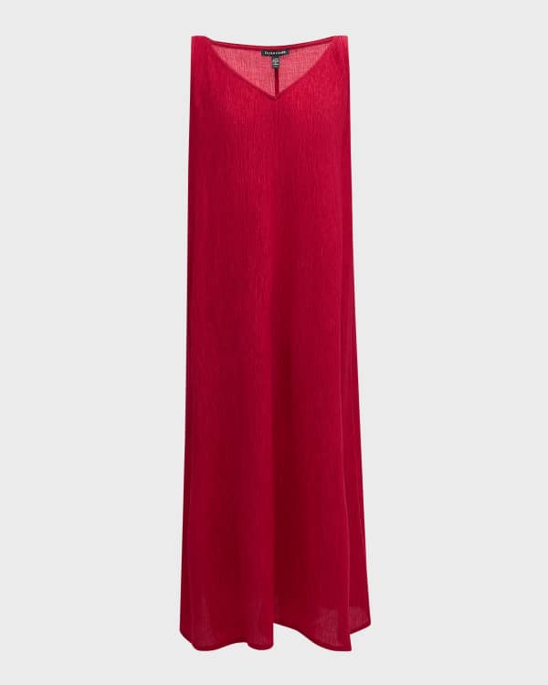 Eileen Fisher Washed Organic Linen Delave Tiered Floor Length Dress Neiman Marcus