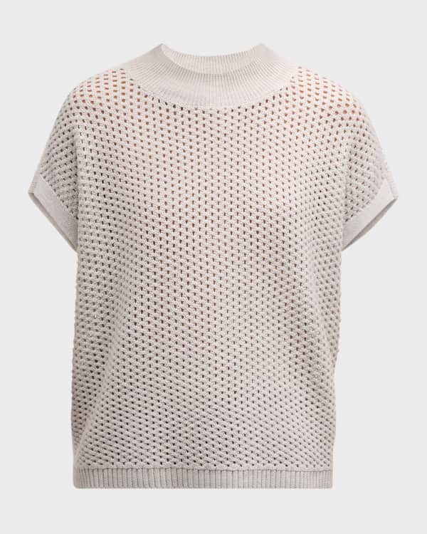 pearled stitch tricot sweater ivory tomato main image 1