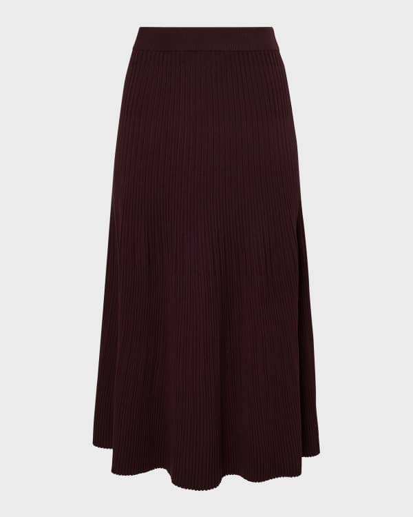 Houndstooth pleated knit midi skirt cheap
