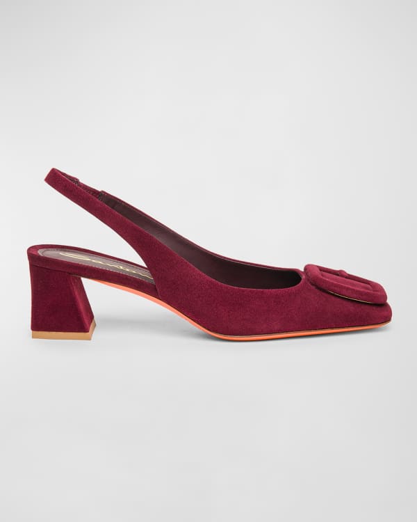 Santoni Lemon Patent Buckle Slingback Pumps Neiman Marcus