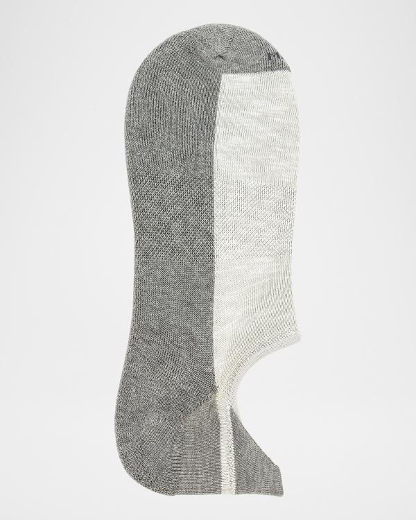 Marcoliani Milano Men's Polka Dot No-Show Sneaker Socks - Ice Grey, One Size, Cushioned & Stay-Put