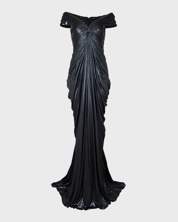 Jovani One Shoulder Feather Trim Sequin Gown Neiman Marcus