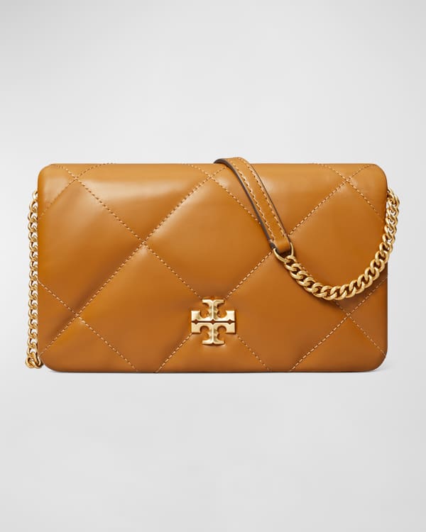 Tory Burch Kira Diamond-Quilted Leather Wallet on Chain